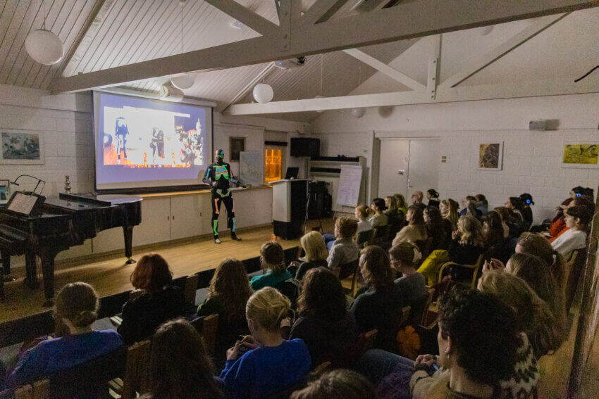 Skeleton-Man live performance in Denmark Bornholm Højskoe